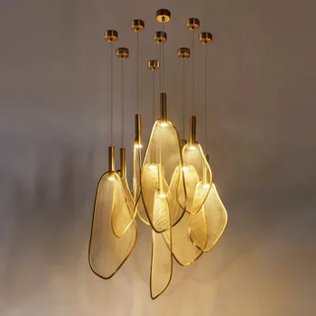Modern Unică Formă De Evantai Lumini Pandantiv Corpuri De Personalitate Pentru Dormitor Salon Restaurant Casa În Stil Art Deco Hanglamp Aur Mat