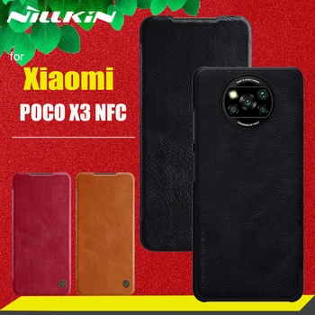 Pentru Xiaomi POCO X3 NFC Caz Carcasa Nillkin Moale de Lux Autentic Flip Piele Telefon Capacul din Spate de Cazuri pentru Xiaomi POCO X3 NFC Global