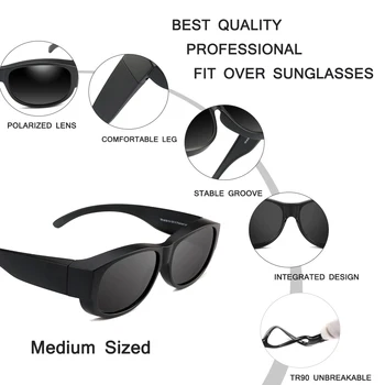 POLARSNOW Brand Oval ochelari de Soare Polarizat Ochelari se Potrivesc Peste Ochelarii de vedere UV400 Nuante care Acoperă Miopie Optice Ochelari