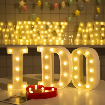 Taoup Alb Cald de la a la Z Semn LED-uri Lumină Scrisoare de Dragoste Inima se Căsătorească cu Mine Happy Birthday Party Decor Petrecere de Nunta, Accesorii DIY