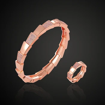 Tereza de lux un trapez plin zircon o glazura clasic brățară cu inel set de bijuterii zircon micro deschide setare brățară
