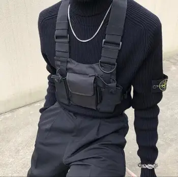 Unisex Moda Piept Rig Sac De Talie Bărbați Hip Hop Streetwear Funcționale Tactice Piept Kanye Geanta Casual De Călătorie Cross Body Umăr