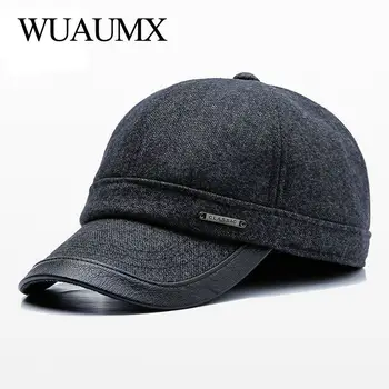 Wuaumx Brand de Moda Earflaps Capac Toamnă Iarnă Șepci de Baseball Pentru Bărbați Cald Casual Montate lambouri Ureche Solid Sapca Casquette homme