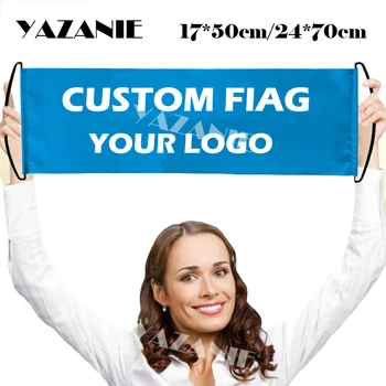 YAZANIE 17*50cm/24*70cm Satin Moale de Mână Steagul Personalizat pentru Decorarea Promovarea Mici Orice Logo-ul de Imprimare de Mână Steaguri și Bannere