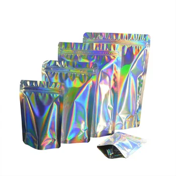 100 buc Laser Holograme Folie de Aluminiu Resigilabil Valoarea Pachet de Stand Up Zip Lock Bag holograma Auto Sigila Pungi de Plastic cu Fermoar Geanta
