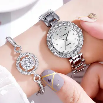2 buc de Lux Set Ceas Lvpai Femei Brand Ceasuri a Crescut de Aur cu Diamante Brățară de Ceas de Lux Bijuterii Doamnelor Cuarț Ceas Dropshipping
