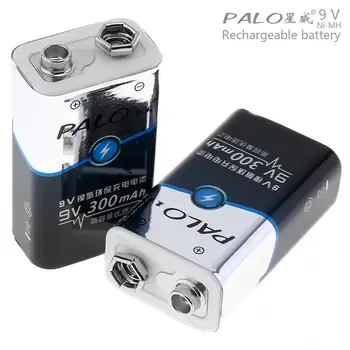 2 buc/lot PALO 9V 6F22 300mAh Ni-MH Baterie Reîncărcabilă cu 3A Curent de Încărcare pentru Multimetru / Microfon Wireless / ceas Deșteptător