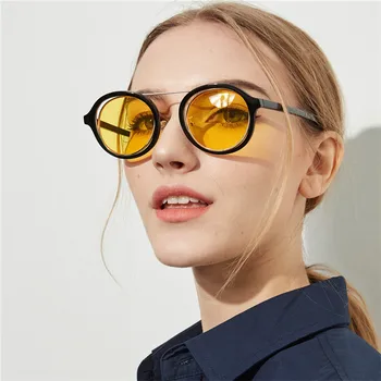 2019 Noua moda Doamnelor circulare Retro Ochi de dragoste pentru Femei ochelari de Soare Fumurii Culoare Lentile Mare cadru Populare Clasic pentru Bărbați Ochelari de Soare