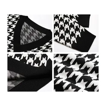 2020 Toamna cu Maneci Lungi V-neck Femei Pulover Tricotate Pulover Feminin Geometrie Print Casual Vintage Liber Doamnelor Pulover Casual