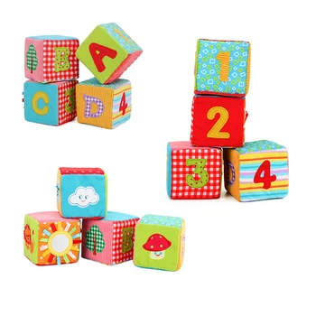 4 BUC Jucarii pentru Copii Joaca Activitatea Bloc Înțelege Cube Set Mototoli Rattle Sunet de Clopot Jucarii Educative pentru copii Copii Nou-născuți Cadou