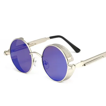 7 Culori Disponibile Populare de Epocă Polarizate Steampunk ochelari de Soare Unisex Metal Rotund Oglindă UV400 Ochelari de Cerc Ochelari de Soare