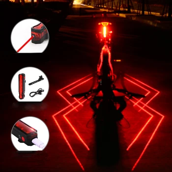 Ciclism Bike Bicicleta cu LED-uri Impermeabil Laser USB Reîncărcabilă Fata-Spate, Lumina de Siguranță Avertisment Coada Lanterna Lampa LD-51