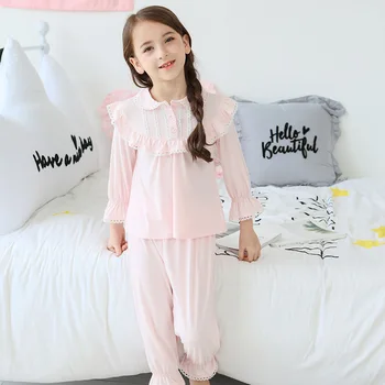 Copilul Pijamale Copii, Pijamale Bumbac Dantela cu Maneci Lungi Retro Haine de Acasă pentru Fete Pijamale Set Imbracaminte Copii