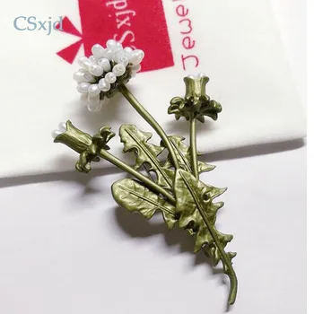 CSxjd Epocă flowerses perle Naturale de Papadie ramuri de flori de Moda Broșă pin Eșarfă Bijuterii
