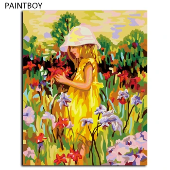 Digital Modern, Pictură în Ulei De Numere DIY Pânză Digital Ulei Painintg Home Decor Pentru Camera de zi De Fetița Din Floare G029
