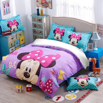 Disney Minnie Mouse-set de lenjerie de Pat de Desene animate Minnie Carpetă Acopere fețe de Pernă Twin Plin Regina King Size Copii lenjerie de pat, Textile de casa