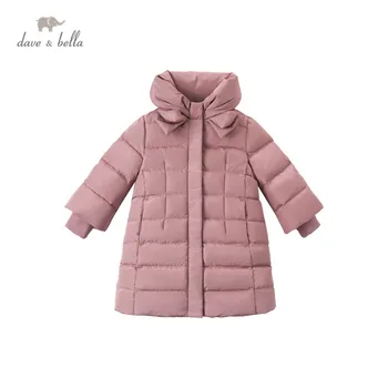 DKH15155 dave bella iarna pentru copii fete 5Y-13Y moda solid jos haina copii de 90% alb rață jos căptușit jacheta copii
