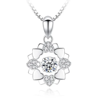Hot Forma de Inima Femei argint 925 Coliere Bijuterii la Modă Cubic Zircon Pandantiv Colier Cadouri de Ziua Îndrăgostiților