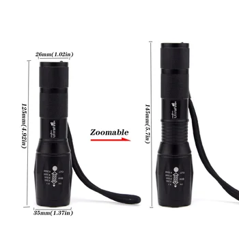 Lanterna UltraFire 18650 XML-T6 Transmițător Luz Bec 5 Modul Zoom Tactice Lanterna Lanterna de Vanatoare rezistent la apa Lanterna