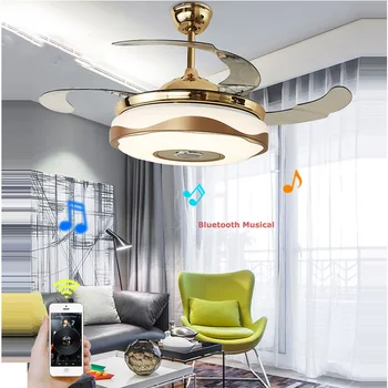 LED-uri Moderne Aliaj Acryl ABS Bluetooth Muzicale Ventilator de Tavan.Lampă cu LED-uri.Lumina LED-uri.Lumini Plafon.LED Lumina Plafon.Pentru Hol Dormitor