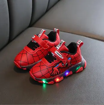 Marca spiderman copii pantofi pentru băieți și fete led luminos Copilul adidasi sport pentru copii pentru copii casual PU adidasi