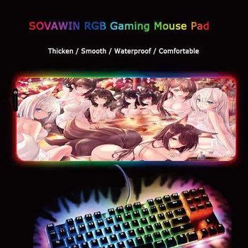 MRG Anime Sexy Fata Din Piscina RGB Colorate Jocuri Mari Mouse Pad Gamer Condus de Calculator Mousepad PC de Birou Play Mat, cu iluminare din spate