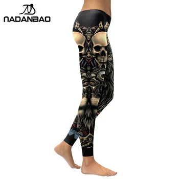 NADANBAO 2021 Noi Jambiere 3D Cap de Craniu Leggins Pentru Femei Fata de Leu Tipărite Antrenament Slim Legging Elastic Pantaloni Legins