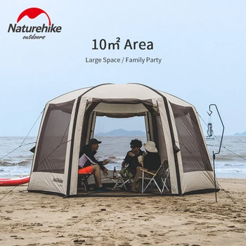 Naturehike 15D Nor Cuib de Camping Cort Nou Hexagon 10㎡ Mare Inflației în Zona Cort Impermeabil în aer liber Ventilație Plajă de Familie Cort