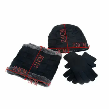 Noi 2020 Bărbați Femei Iarna 3 Piese Set Knit Beanie Pălărie Eșarfă Mănuși Touchscreen Costum Cald