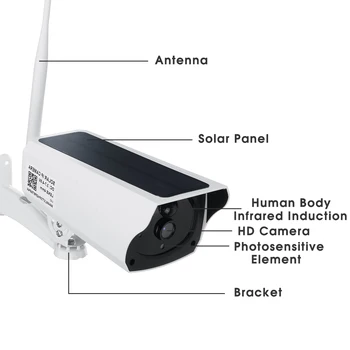 Solar IP 2MP Camera 1080 Wireless Wifi Camera de Securitate CCTV de Supraveghere Impermeabil în aer liber, Camera IR Noapte Viziune Cam