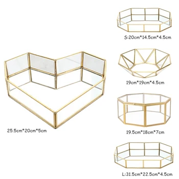 Stil Nordic Pahar De Cupru Geometrie Coșuri De Depozitare Cutie De Simplitatea Stilului De Casa Organizator Pentru Bijuterii Colier Farfurie De Desert