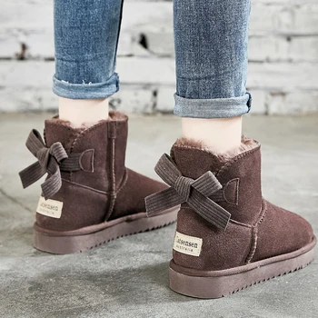 SWONCO genuine piele cizme de zapada pentru femei de iarnă de blană, pantofi de cald arc spate 2020 nou glezna cizme pentru femei casual