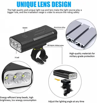USB Reîncărcabilă Biciclete Lumina 1000/1200 Lumeni-Super Luminos Biciclete Faruri rezistent la apa IPX5 3 Moduri de Ciclism Față Lampă de Cap