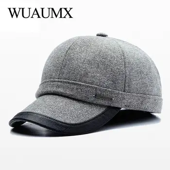 Wuaumx Brand de Moda Earflaps Capac Toamnă Iarnă Șepci de Baseball Pentru Bărbați Cald Casual Montate lambouri Ureche Solid Sapca Casquette homme