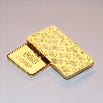 1 OZ 24K Placat cu Aur Lingouri Bar Credit Suisse Lingouri de Aur O Uncie Replica de Suveniruri Monede Cu Diferite Seriale Numărul
