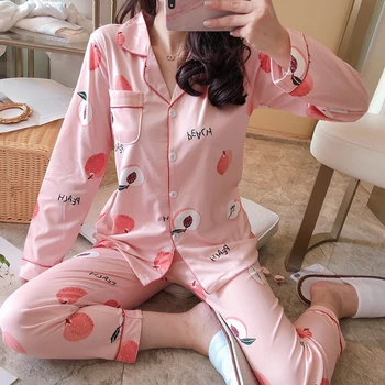 2020 Toamna pentru Femei Seturi de Pijamale cu Floare de Imprimare de Moda de Lux Femei Faux Mătase Două Bucăți Tricouri + Pantaloni Pijamale Pijamale