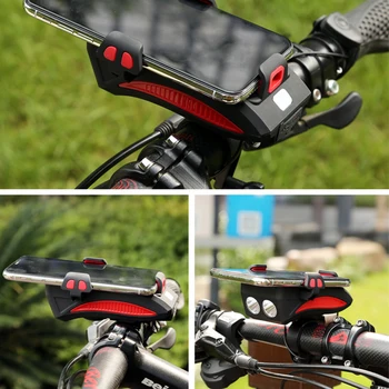 4 in 1 cu Bicicleta Lumină Față Suport de Telefon de Încărcare USB Biciclete Suport de Telefon Bike Horn Suport de Telefon cu Banca de Putere cu Bicicleta Lanterna