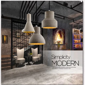 Art deco industriale ciment agățat lampă E27 LED retro pandantiv lumina cu 5 stiluri pentru restaurant living dormitor hotel