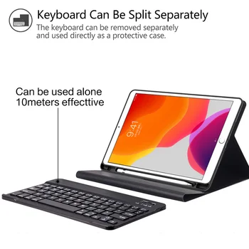 Caz de tastatură pentru Ipad 10.2 2019 Creion Caz pentru Apple Ipad a 7-a Generație A2200 A2198 Bluetooth Wireless Keyboard