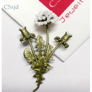 CSxjd Epocă flowerses perle Naturale de Papadie ramuri de flori de Moda Broșă pin Eșarfă Bijuterii