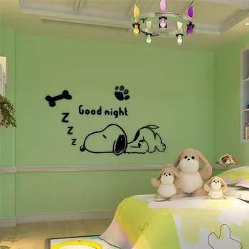Câine de desene animate 3D din Acril Autocolant de Perete pentru Camera Copii Decor Oglindă Autocolant Decor Acasă TV de Fundal Autocolant Murală