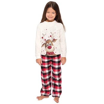 De Craciun Set De Pijama Cu Maneci Lungi Imprimate Gât T-Shirt, Blaturi Carouri Pantaloni Părinte Copil Sleepwear Casual Îmbrăcăminte Acasă