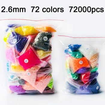 DOLLRYGA 72000pcs/geanta Hama Margele 72 Culori 2.6 mm Perler margele Puzzle Educație Jucărie Siguranța Șirag de mărgele de Puzzle Pentru Copii abalorios