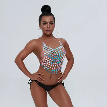 Festivalul Nou Boho Paiete Ciucure Geometrice Sexy de Vară pe Plajă Bikini Sutien Bijuterii de Corp pentru Femei și Fete
