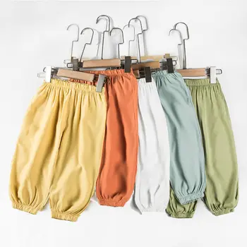 Gheață subțire de Mătase lenjerie de pat din Bumbac Copilul Pijama Pantaloni copil Solid Băieți Fete Acasa Pantaloni de Vară Anti-Intepaturi de tantar Copii Pantaloni Copii