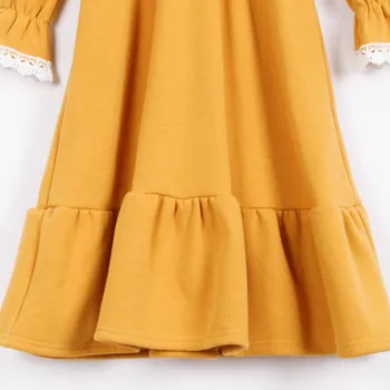 Iarna 2020 Pur Colorate De Lână Îngroșat Elastic Fata Papusa Rochie De Gât Fete De Moda Stil Lung Rochie Fete Copii Dress,#8002