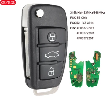 KEYECU Telecomanda Auto breloc de Control FSK 8E pentru Audi A6 S6 Q7 2004-IYZ 3314 4F0837220R 4F0837220M 4F0837220T