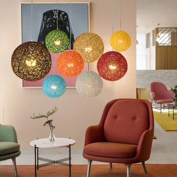 Modern Nordic colorate agățat lumini E27 cu LED-uri colorate minge creative pandantiv lămpi pentru camera de zi dormitor restaurant hotel
