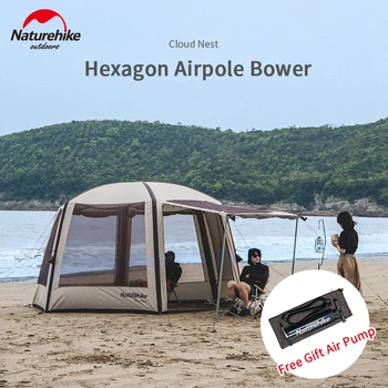 Naturehike 15D Nor Cuib de Camping Cort Nou Hexagon 10㎡ Mare Inflației în Zona Cort Impermeabil în aer liber Ventilație Plajă de Familie Cort