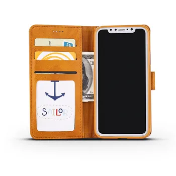 Piele Stand Telefon Caz Pentru iPhone 6 6S 7 8 Plus X XS Max Xr Caz Magnetic slot pentru Card de portofel Capac iPhone 6S 7 8 Plus etui Coque